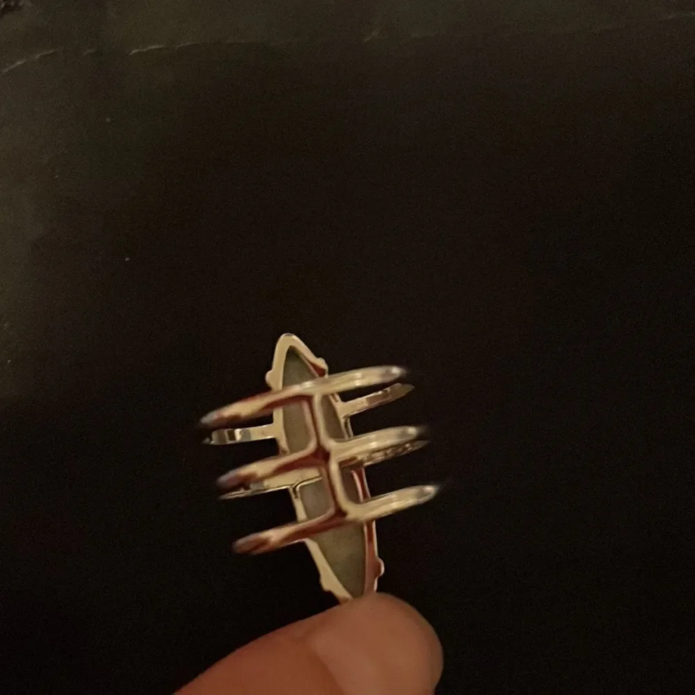 NWT! Rhodium Platinum Druzy Quartz Triple Tiered Ring Size 7